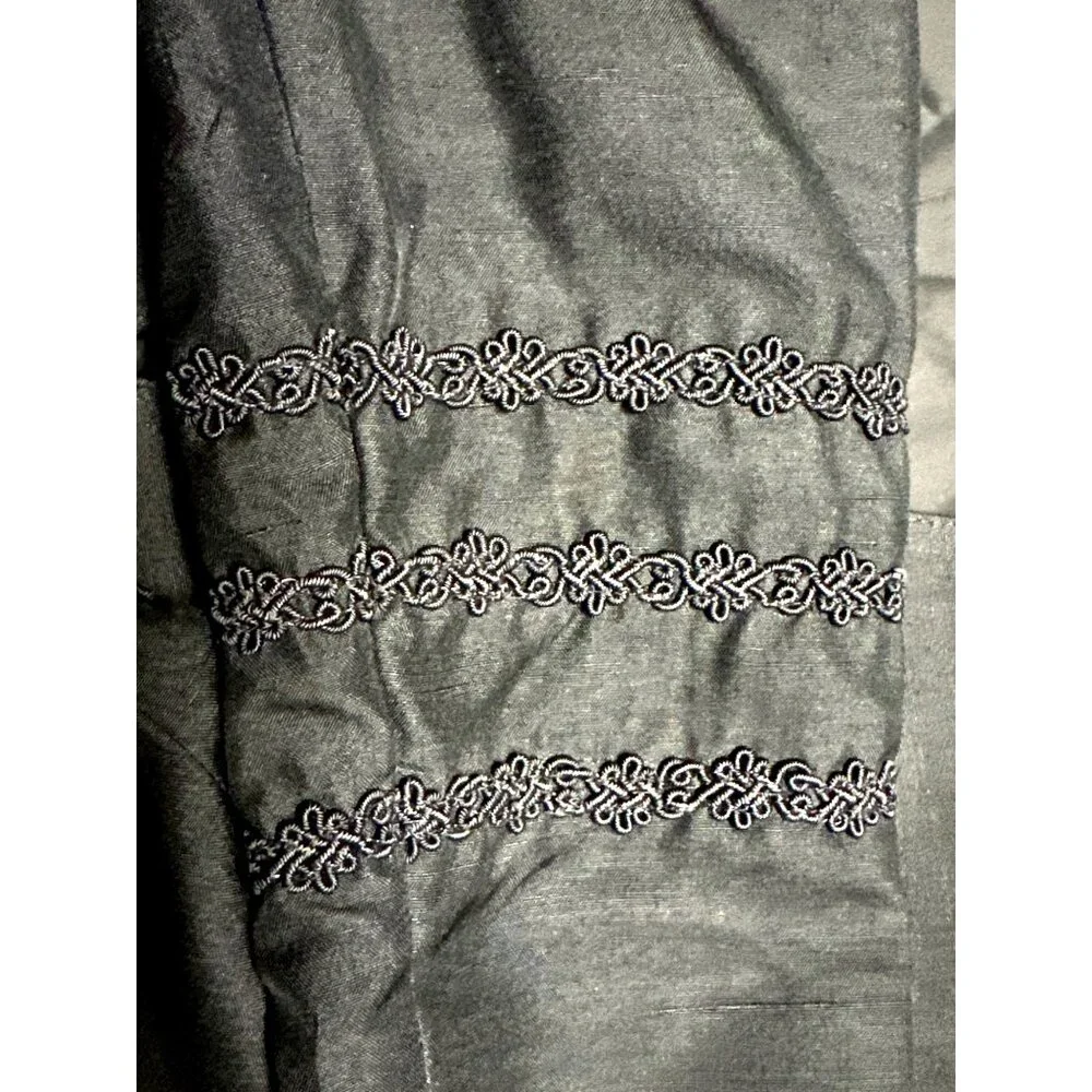 Eleanor P Brenner 10 Vintage Black Silk Jacket Cropped Blazer Deep V Embroidered - Picture 11 of 13
